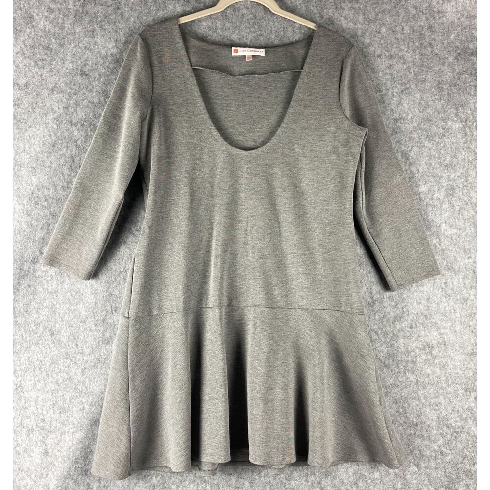 Jude‎ Connally Lara Ponte Drop Waist Dress Womens Medium Gray Scoop Neck *READ